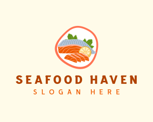 Salmon Sashimi Seafood logo design