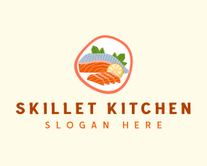 Salmon Sashimi Seafood logo design