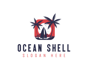 Sailboat Palm Ocean logo design