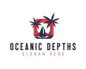 Sailboat Palm Ocean logo design