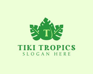 Tropical Leaf Droplet logo design