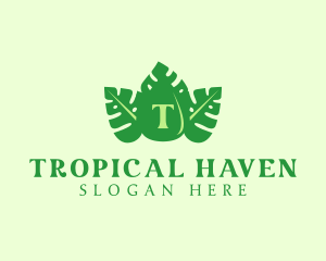 Tropical Leaf Droplet logo design