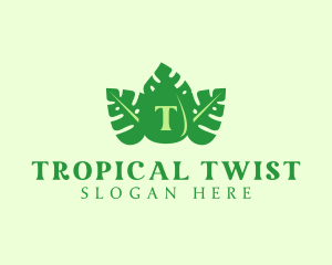 Tropical Leaf Droplet logo design