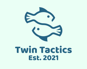 Blue Twin Fish Pisces logo design