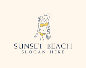 Yellow Swimsuit Woman logo design