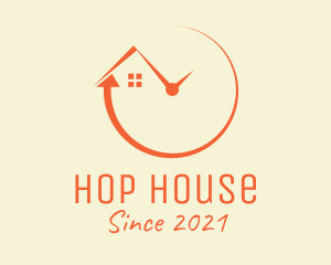 Orange House Clock logo design