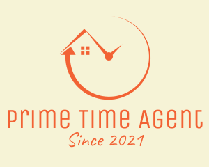 Orange House Clock logo design