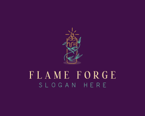 Floral Candle Flame logo design