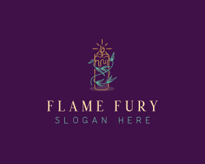 Floral Candle Flame logo design