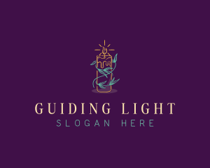 Floral Candle Flame logo design