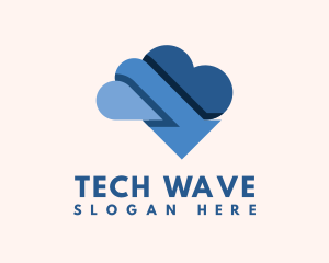 Blue Cloud Arrow Tech logo design