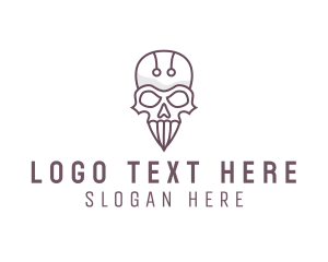 Skull Skeleton Circuit logo design