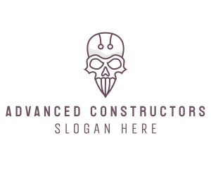 Skull Skeleton Circuit logo design