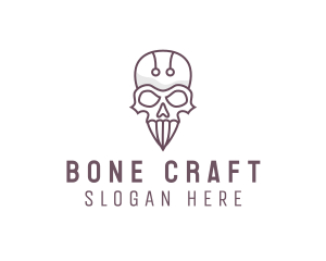 Skull Skeleton Circuit logo design