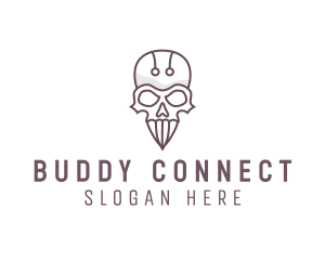 Skull Skeleton Circuit logo design