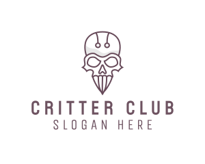 Skull Skeleton Circuit logo design