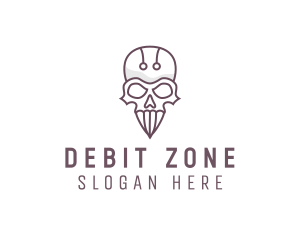 Skull Skeleton Circuit logo design