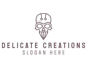 Skull Skeleton Circuit logo design