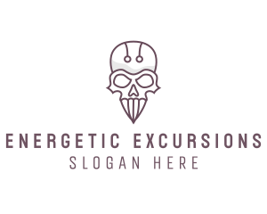 Skull Skeleton Circuit logo design