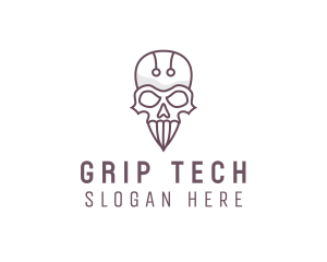 Skull Skeleton Circuit logo design