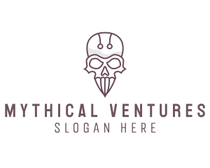 Skull Skeleton Circuit logo design