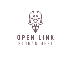 Skull Skeleton Circuit logo design