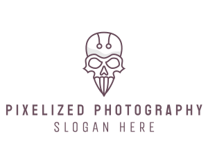 Skull Skeleton Circuit logo design