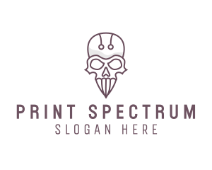 Skull Skeleton Circuit logo design