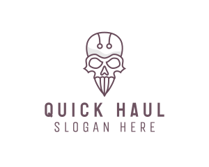 Skull Skeleton Circuit logo design