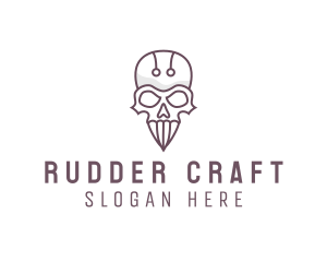 Skull Skeleton Circuit logo design