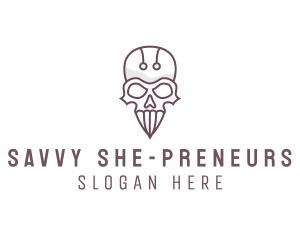 Skull Skeleton Circuit logo design