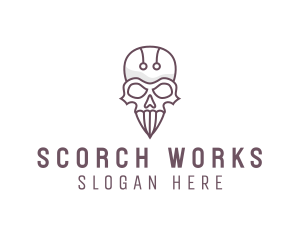 Skull Skeleton Circuit logo design