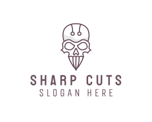 Skull Skeleton Circuit logo design