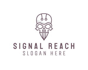 Skull Skeleton Circuit logo design