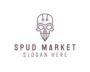 Skull Skeleton Circuit logo design