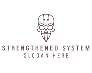 Skull Skeleton Circuit logo design