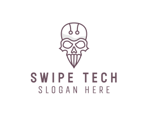 Skull Skeleton Circuit logo design