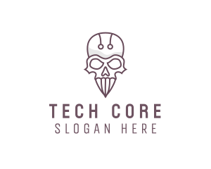 Skull Skeleton Circuit logo design