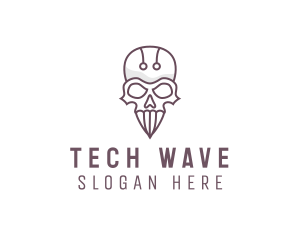 Skull Skeleton Circuit logo design