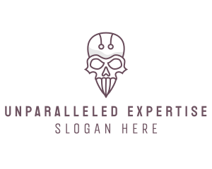 Skull Skeleton Circuit logo design