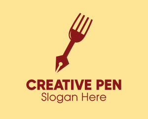 Fork Fountain Pen logo design