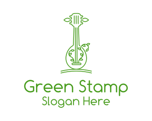 Green Guitar Outline  logo design