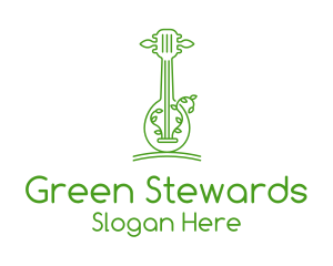 Green Guitar Outline  logo design