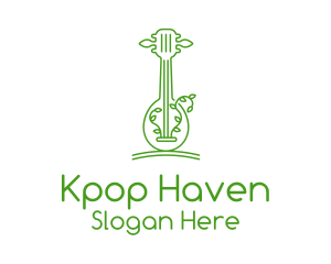 Green Guitar Outline  logo design