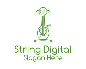 Green Guitar Outline  logo design