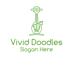 Green Guitar Outline  logo design