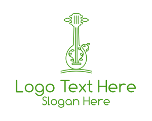 Music - Green Guitar Outline logo design