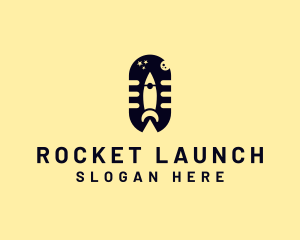 Rocket Space Mic Podcast logo design