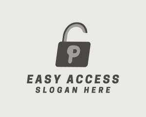 Gray Padlock Letter P logo