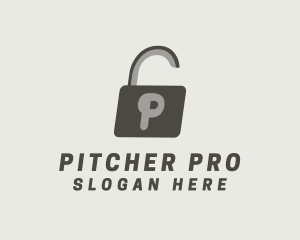 Gray Padlock Letter P logo design